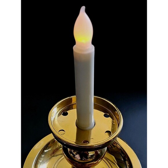 Partylite Calypso/Tuscany Gold Leaf Etched Grapes 11" Hurricane Lamp LED Pillar - Picture 8 of 10